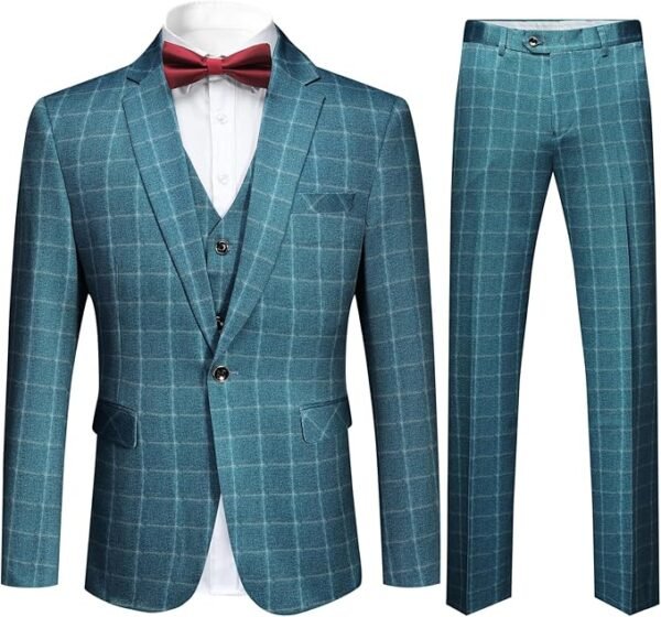 Cloudstyle Mens 3-Piece Plaid Suit Set Modern (Copy)
